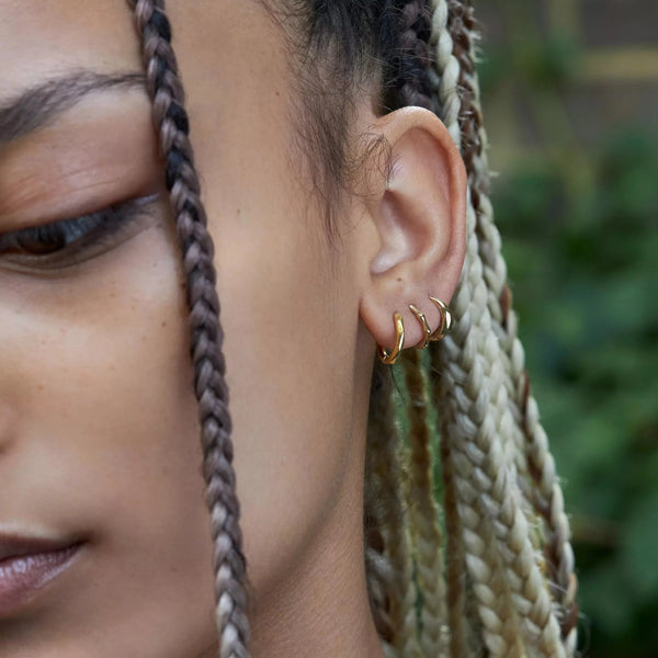 Mini Faceted Hoop Earrings in 14K Gold over Sterling Silver