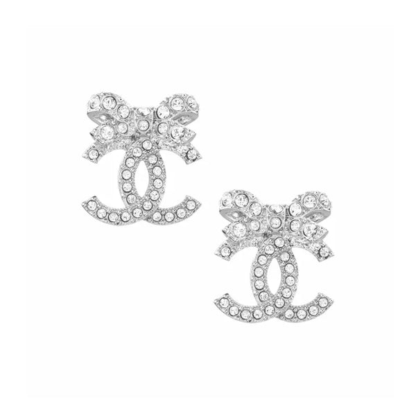 CC Bow Earrings in 925 Sterling Silver