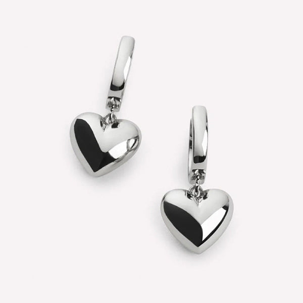 Full Heart Hoop Earrings in Sterling Silver