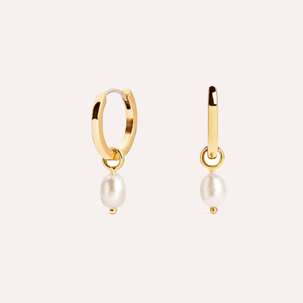 Chic Pearl Hoop Earrings in 14kt Gold Over Sterling Silver