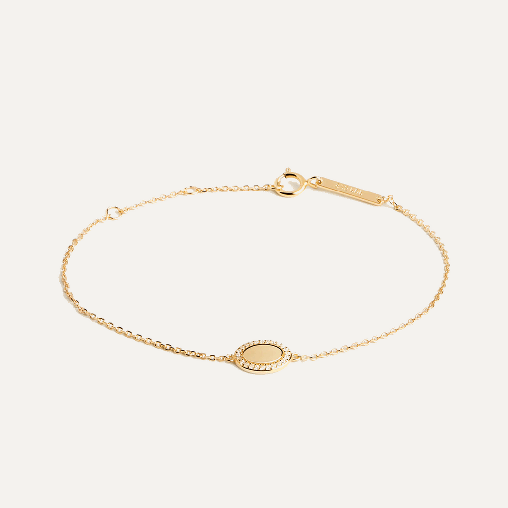 Dainty Initial Bracelet in 14k Gold over Sterling Silver