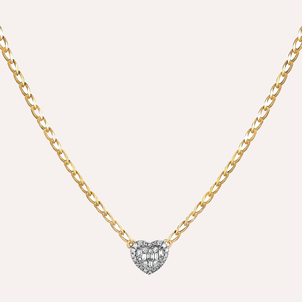 Ingenious Heart Diamond Necklace in 18K Gold Over Sterling Silver