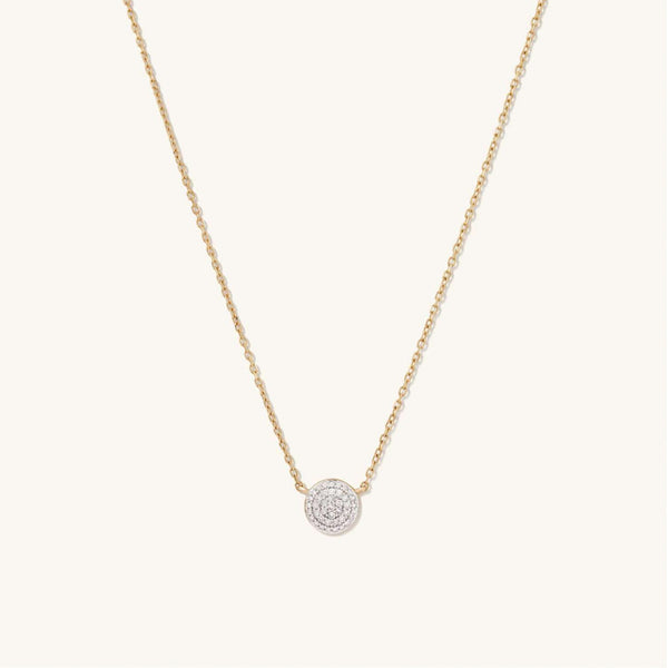 Large Pavé Diamond Round Necklace