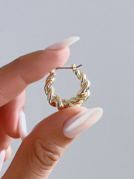 Twisted Hoop Earrings in 14k Gold over Sterling Silver