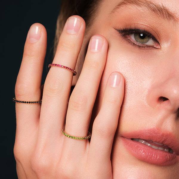 Radiant Ruby Pavé Ring in 14kt Gold Over Sterling Silver