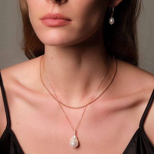 Brilliance Baroque Pearl Necklace in 14kt Gold Over Sterling Silver