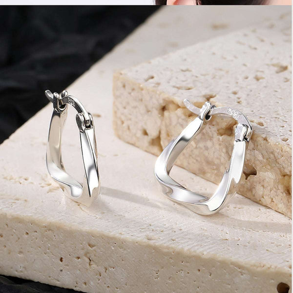 Abstract Hoop Earrings in Sterling Silver