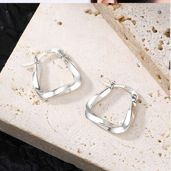 Abstract Hoop Earrings in Sterling Silver