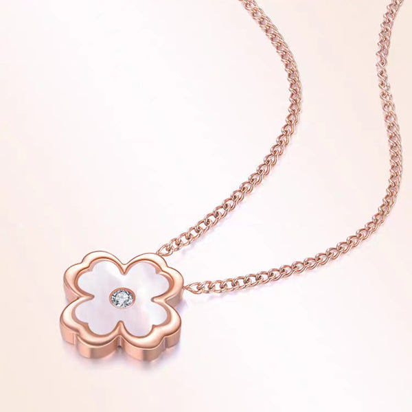 Brilliant Clover  Gem Necklace in 14k Gold Over Sterling Silver