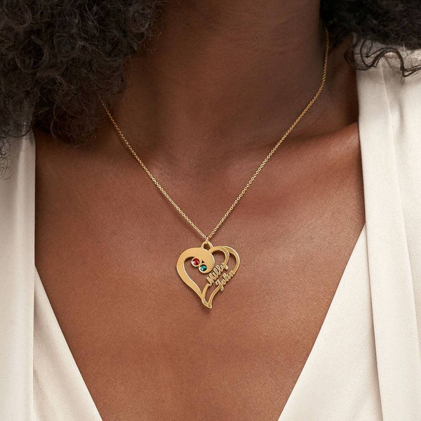 Hollow Double Heart Gem Sparkle Necklace