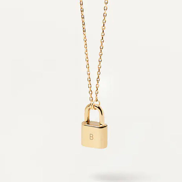 Initial Lock Necklace in 14kt Gold Over Sterling Silver