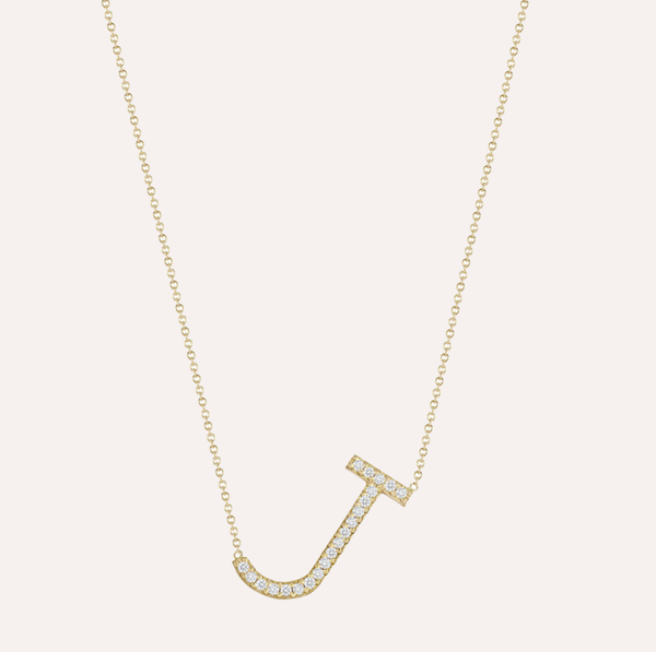 Diamond-Encrusted Letter Necklace