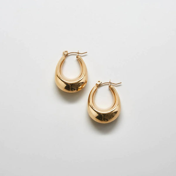 Thick Teardrop Hoop Earrings in 14k Gold over Sterling Silver