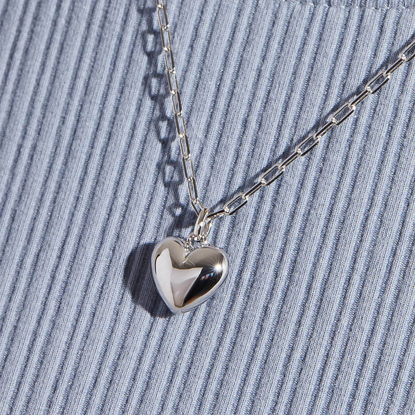 Full Heart Chain Necklace in 14kt Rose Gold Over Sterling Silver