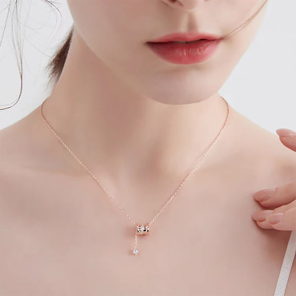 Graceful Zero Necklace in 14k Rose Gold Over Sterling Silver