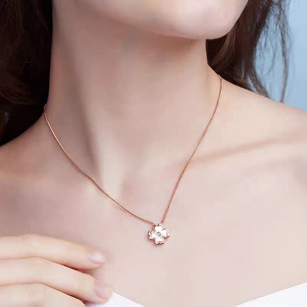 Brilliant Clover  Gem Necklace in 14k Gold Over Sterling Silver