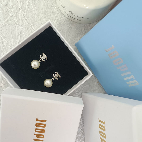 CC Pearl Earrings in 925 Sterling Silver