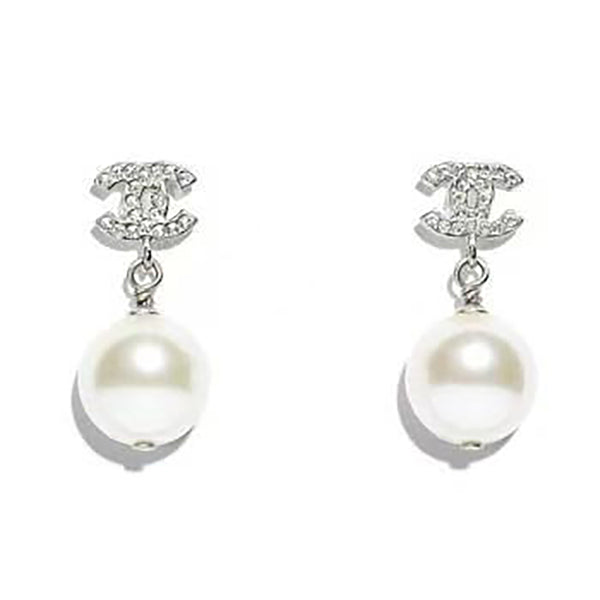 CC Pearl Earrings in 925 Sterling Silver