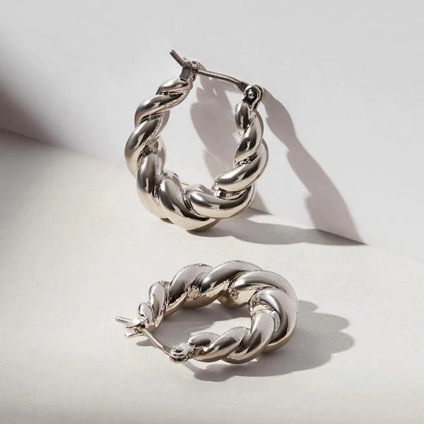 Twisted Hoop Earrings in 14k Gold over Sterling Silver