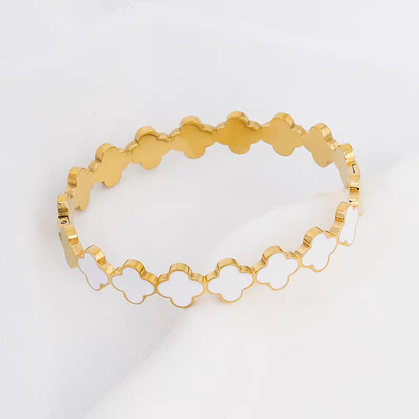 Enchanted Clover Bangle in 14k Gold Over Sterling Silver