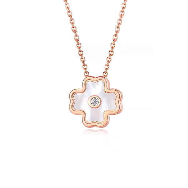 Brilliant Clover  Gem Necklace in 14k Gold Over Sterling Silver