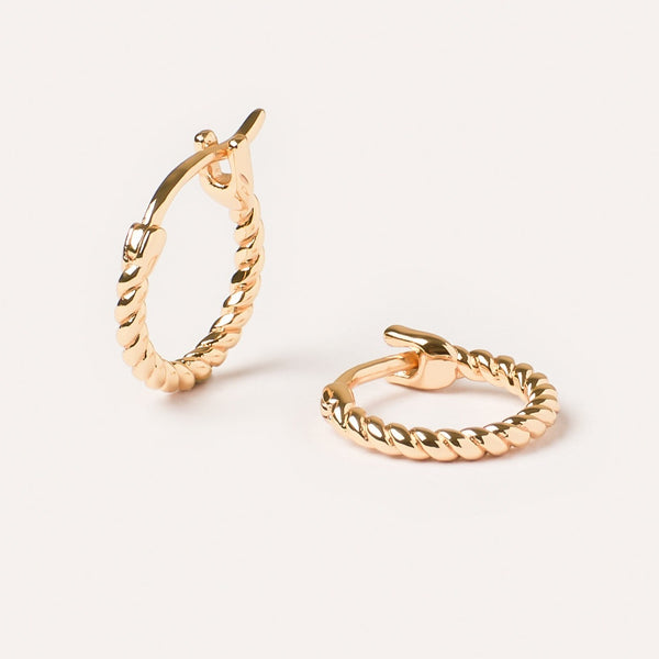 Ana Mini Rope Hoop Earrings in 14kt Gold Over Sterling Silver