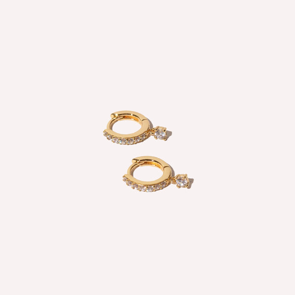 Pave Crystal Joops Earrings in 14K Gold over Sterling Silver