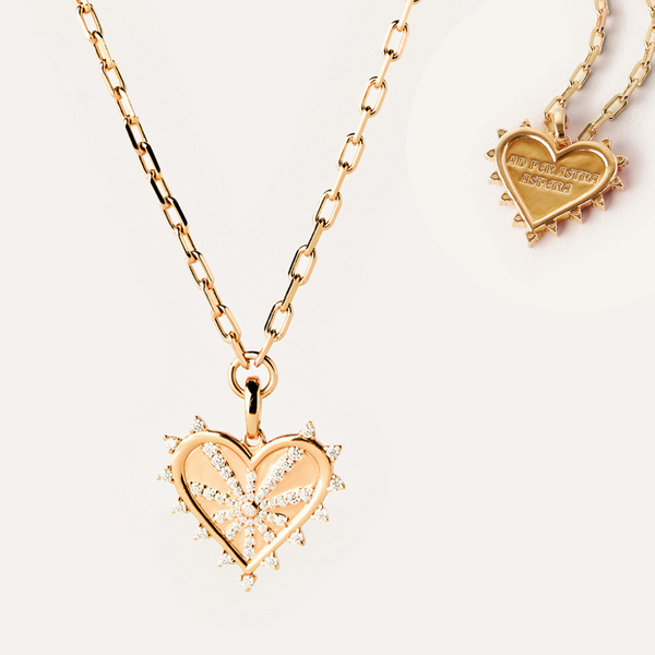 Spiked Love Token Name Necklace in 14kt Gold Over Sterling Silver