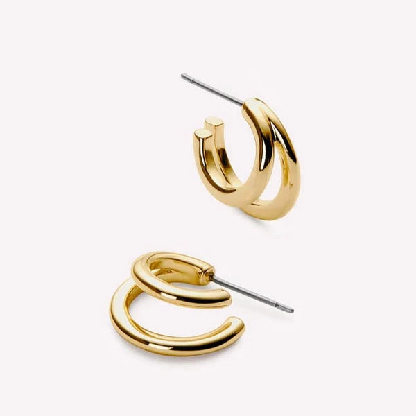 Double Illusion Earrings in 14K Gold over Sterling Silver