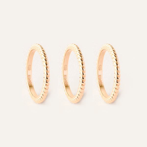 Ana Rope Rings Set in 14kt Gold Over Sterling Silver