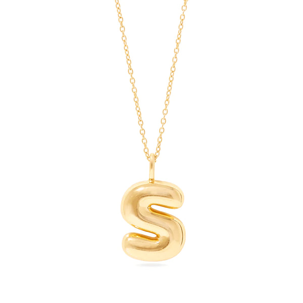 Balloon Initial Pendant Necklace in 14K Gold Over Sterling Silver