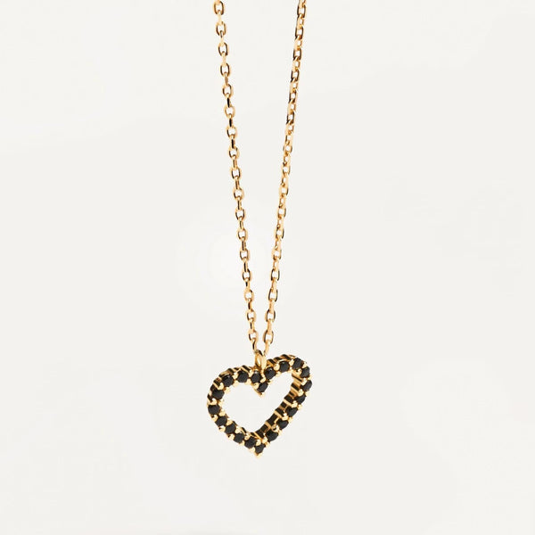 Midnight Heart Necklace in 18K Gold Over Sterling Silver