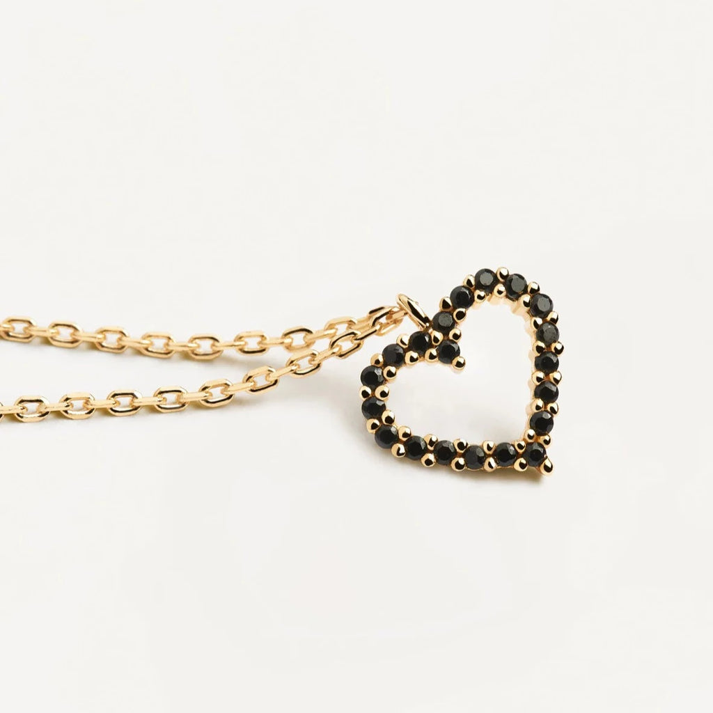 Midnight Heart Necklace in 18K Gold Over Sterling Silver