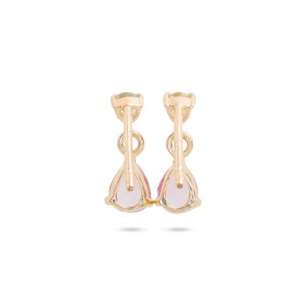 Pink Oval Stud Earring in 14K Gold over Sterling Silver