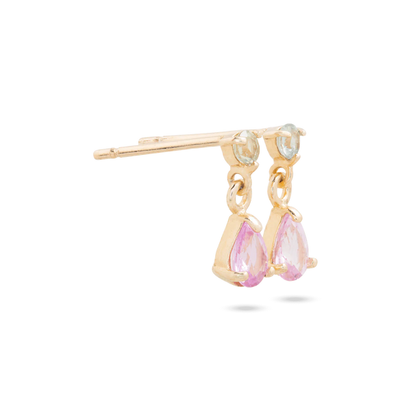 Pink Oval Stud Earring in 14K Gold over Sterling Silver