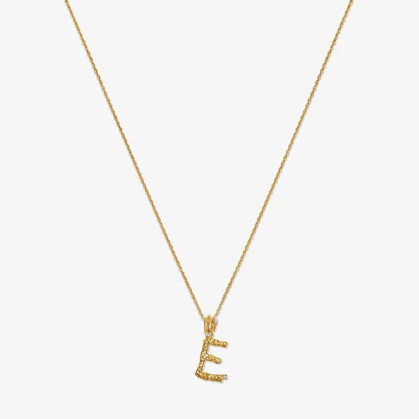 Textured Alphabet Necklace in 14k Gold over Sterling Silver