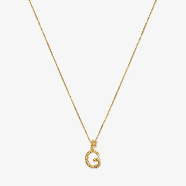 Textured Alphabet Necklace in 14k Gold over Sterling Silver