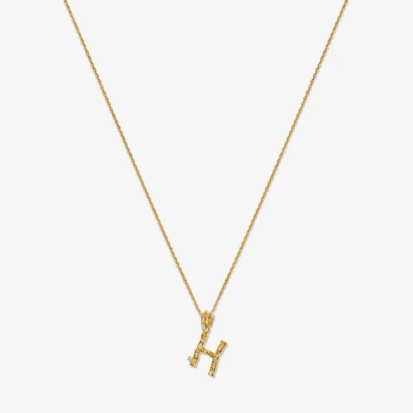 Textured Alphabet Necklace in 14k Gold over Sterling Silver