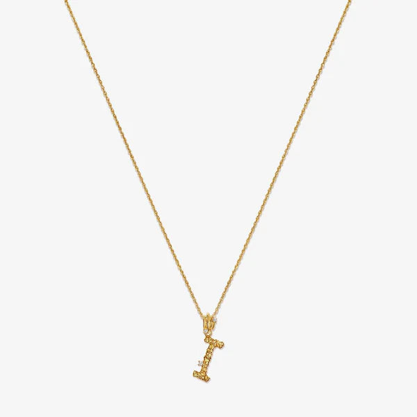 Textured Alphabet Necklace in 14k Gold over Sterling Silver