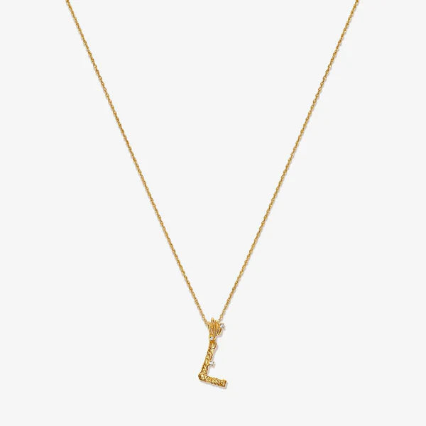 Textured Alphabet Necklace in 14k Gold over Sterling Silver