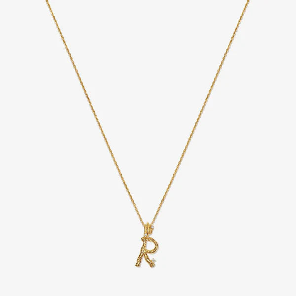 Textured Alphabet Necklace in 14k Gold over Sterling Silver