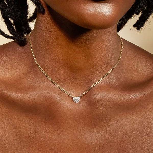 Ingenious Heart Diamond Necklace in 18K Gold Over Sterling Silver