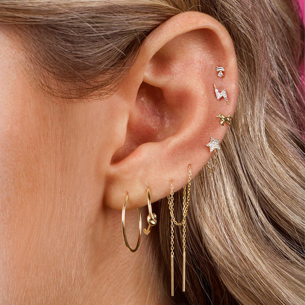 Threader Earrings in 14K Gold over Sterling Silver