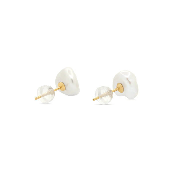 Dainty Baroque Pearl Earrings in 14K Gold over Sterling Silver