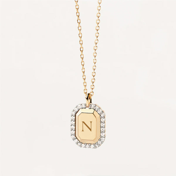 Initial Pendant Necklace in 18k Gold over Sterling Silver