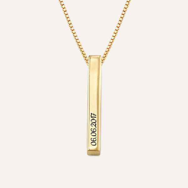 Lovely Personalized Pillar Bar Pendent Necklace