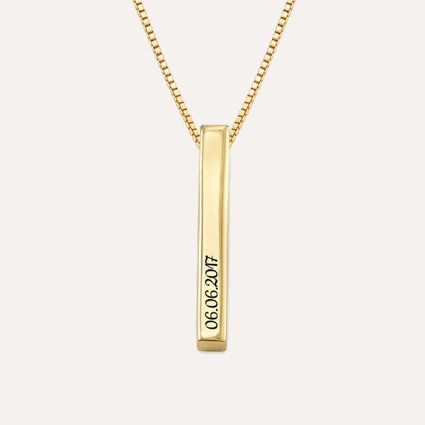 Memory Bar Necklace in 14kt Gold Over Sterling Silver