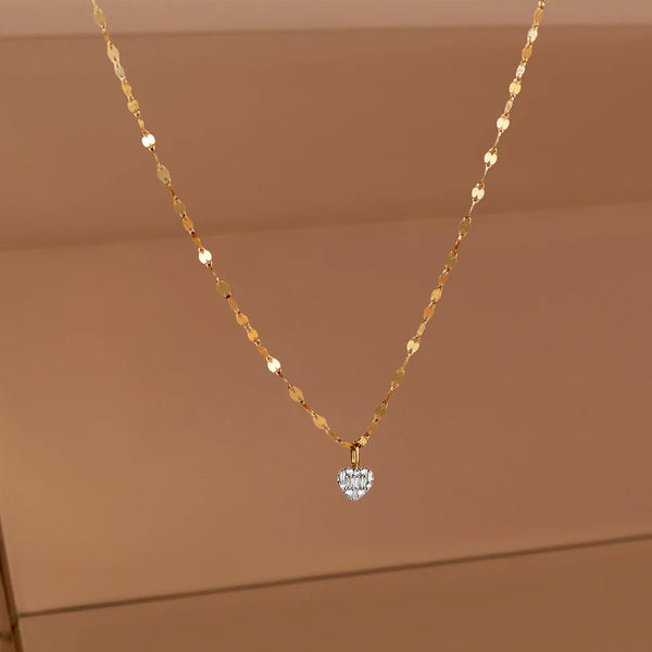 Diamond Heart Chain Necklace in 18k Gold Over Sterling Silver