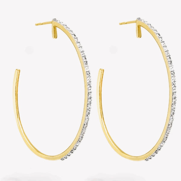 XL Pave Oval Hoop Earrings