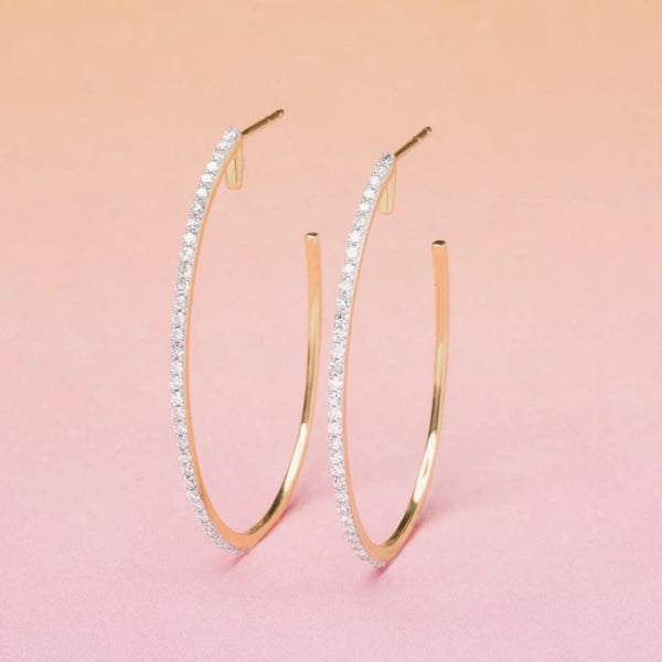 XL Pave Oval Hoop Earrings